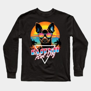 Retro Wave Basenji Hot Dog Shirt Long Sleeve T-Shirt